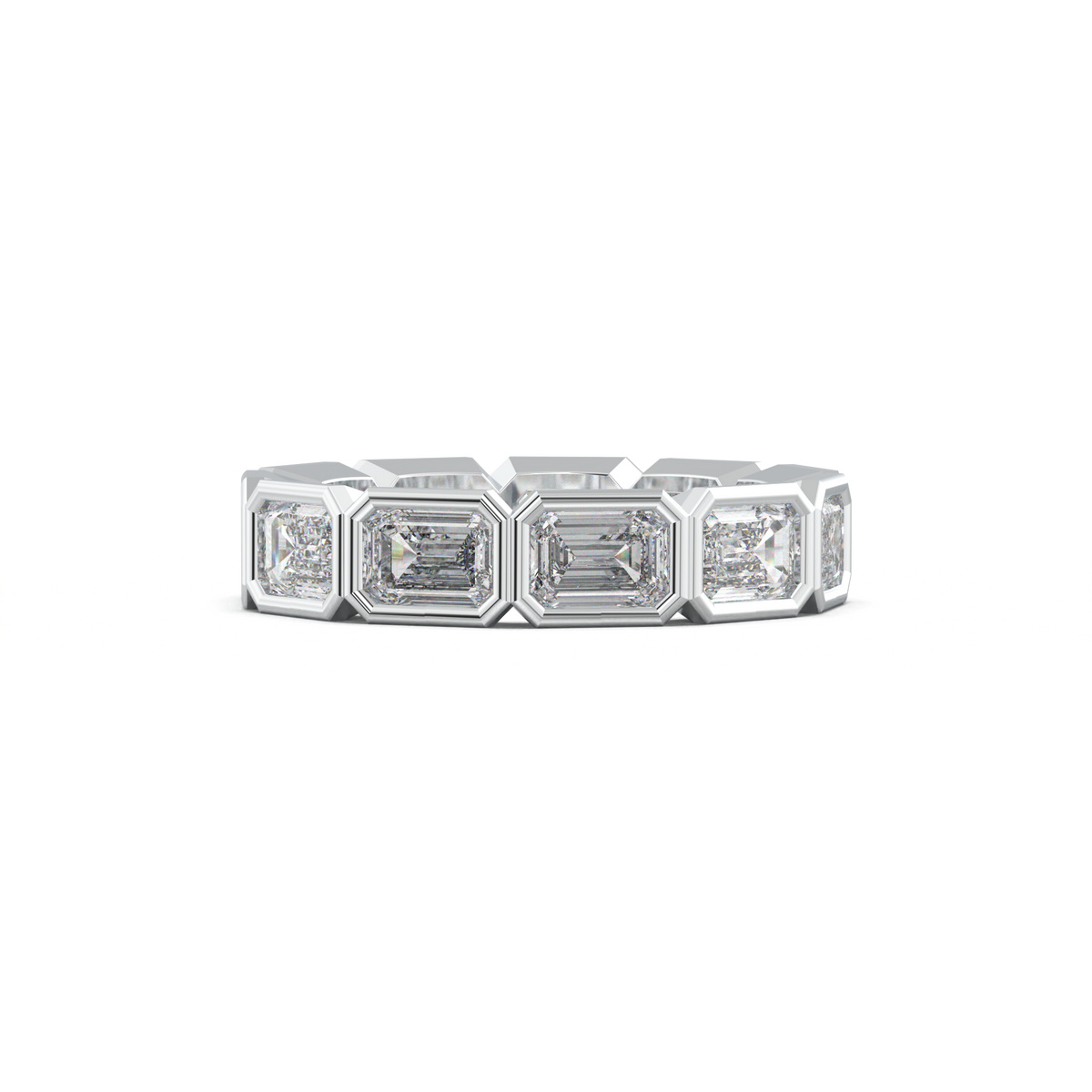 Emerald-Cut Bezel-Style Eternity Wedding Band