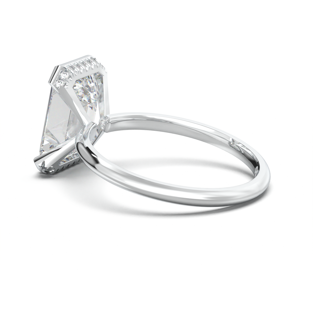 Emerald Hidden Halo Engagement Ring