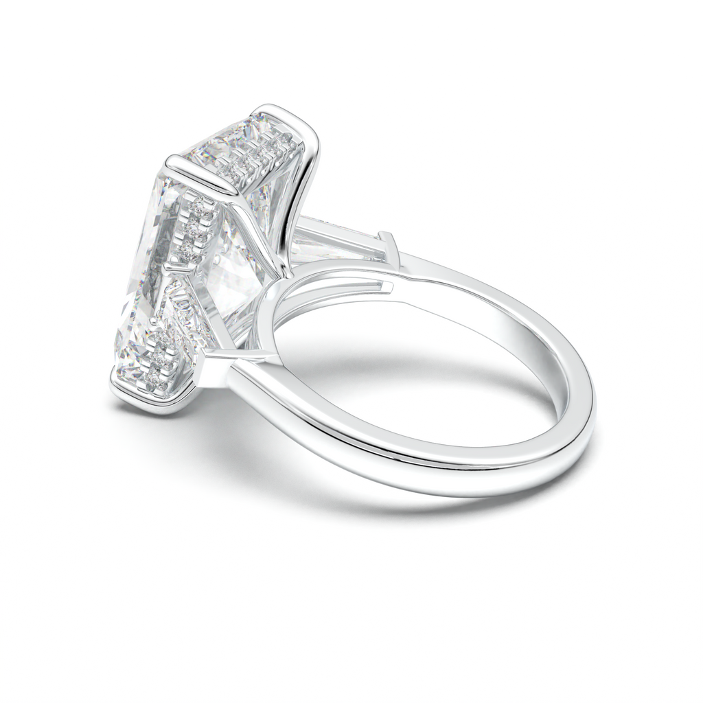 Radiant Baguette Hidden Halo Engagement Ring