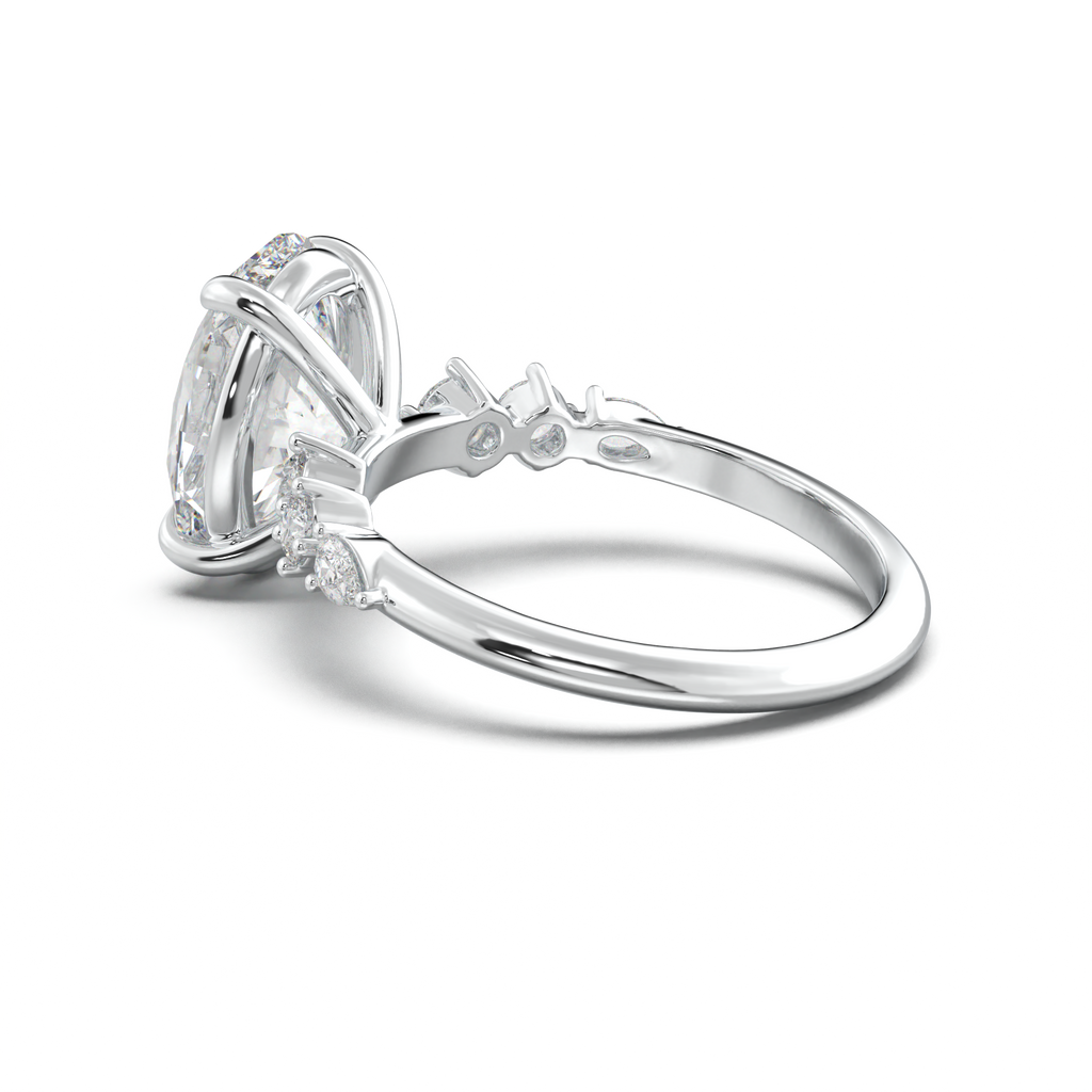 Oval Pear-Accent Engagement Ring