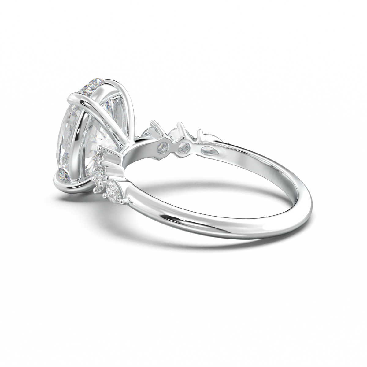 Oval Pear-Accent Engagement Ring