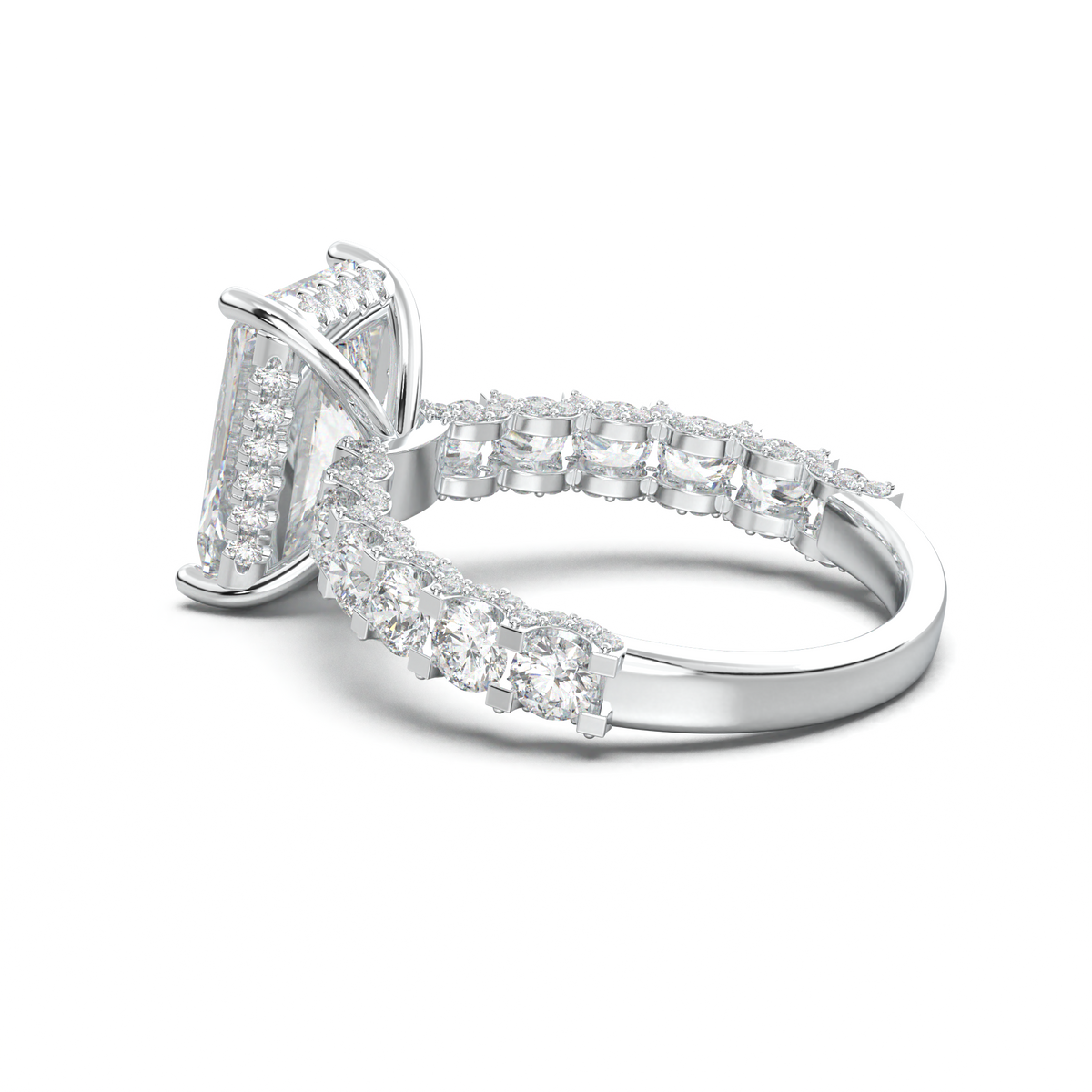 Radiant Diamond Band Engagement Ring
