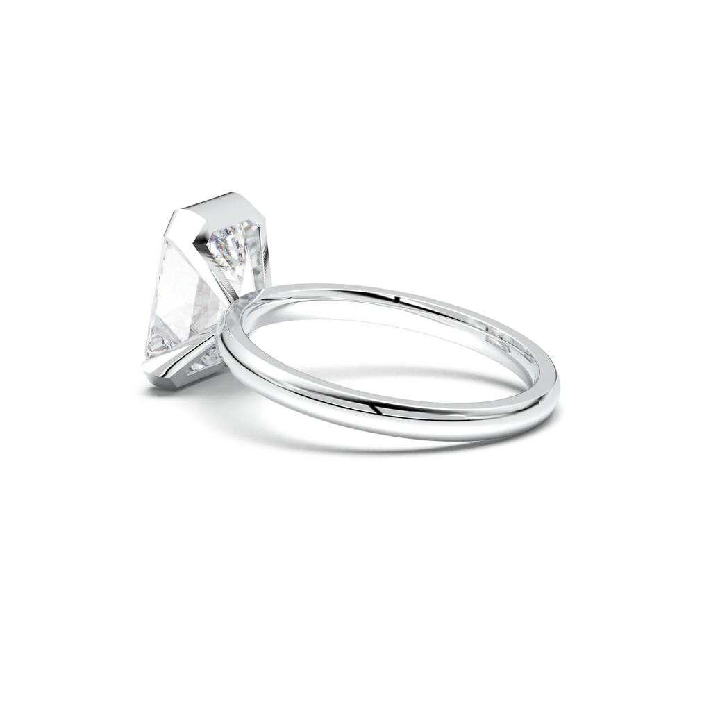 Emerald Cut Half-Bezel Engagement Ring