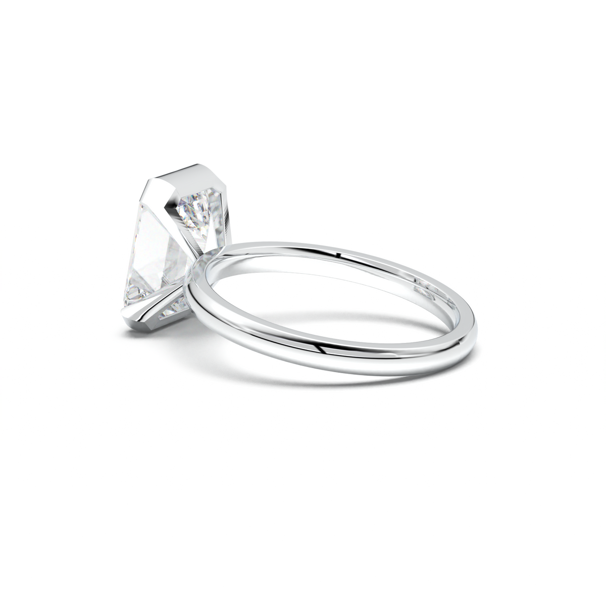 Emerald Cut Half-Bezel Engagement Ring