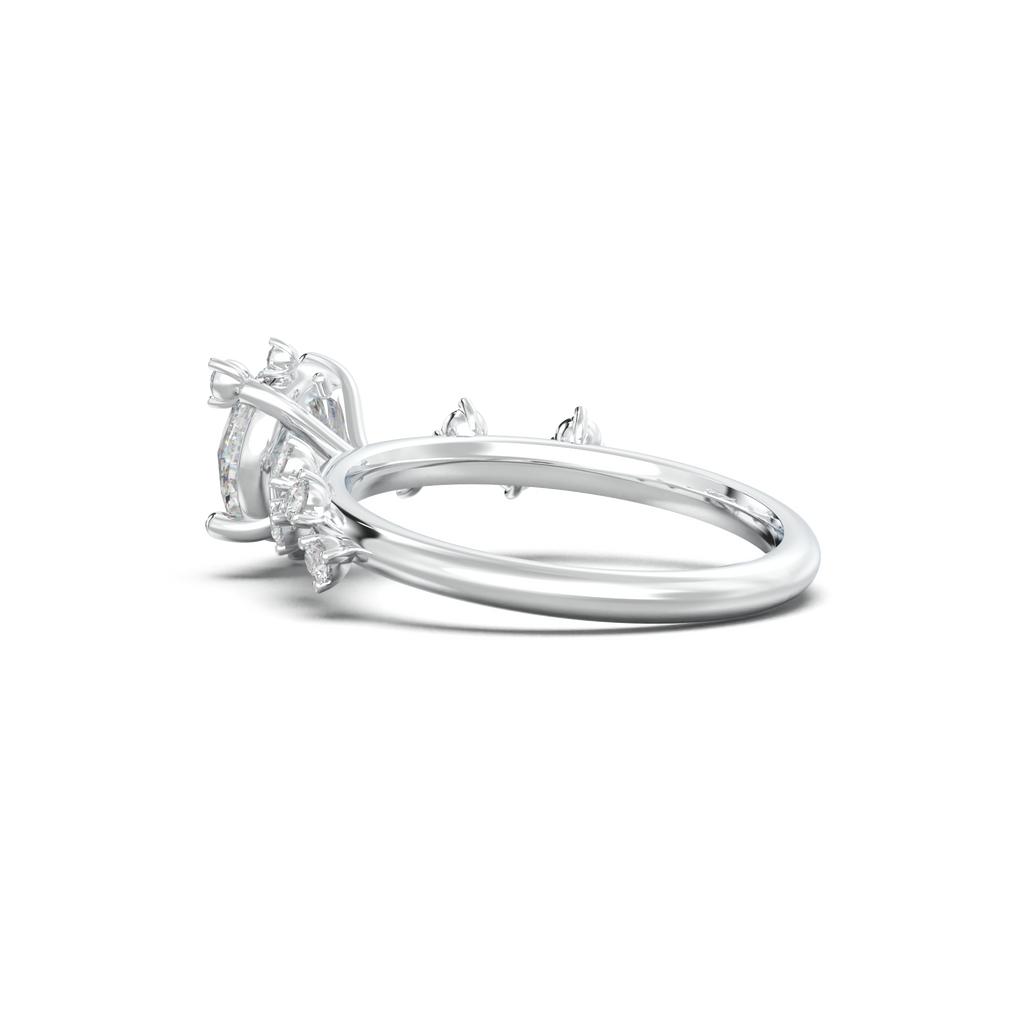 Round Botanical Accent Engagement Ring
