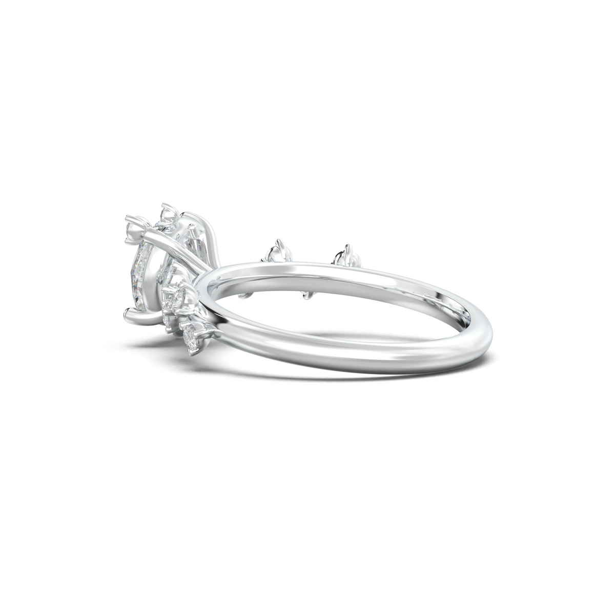 Round Botanical Accent Engagement Ring