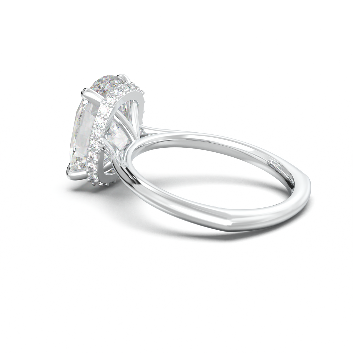 Cushion Hidden Halo Engagement Ring