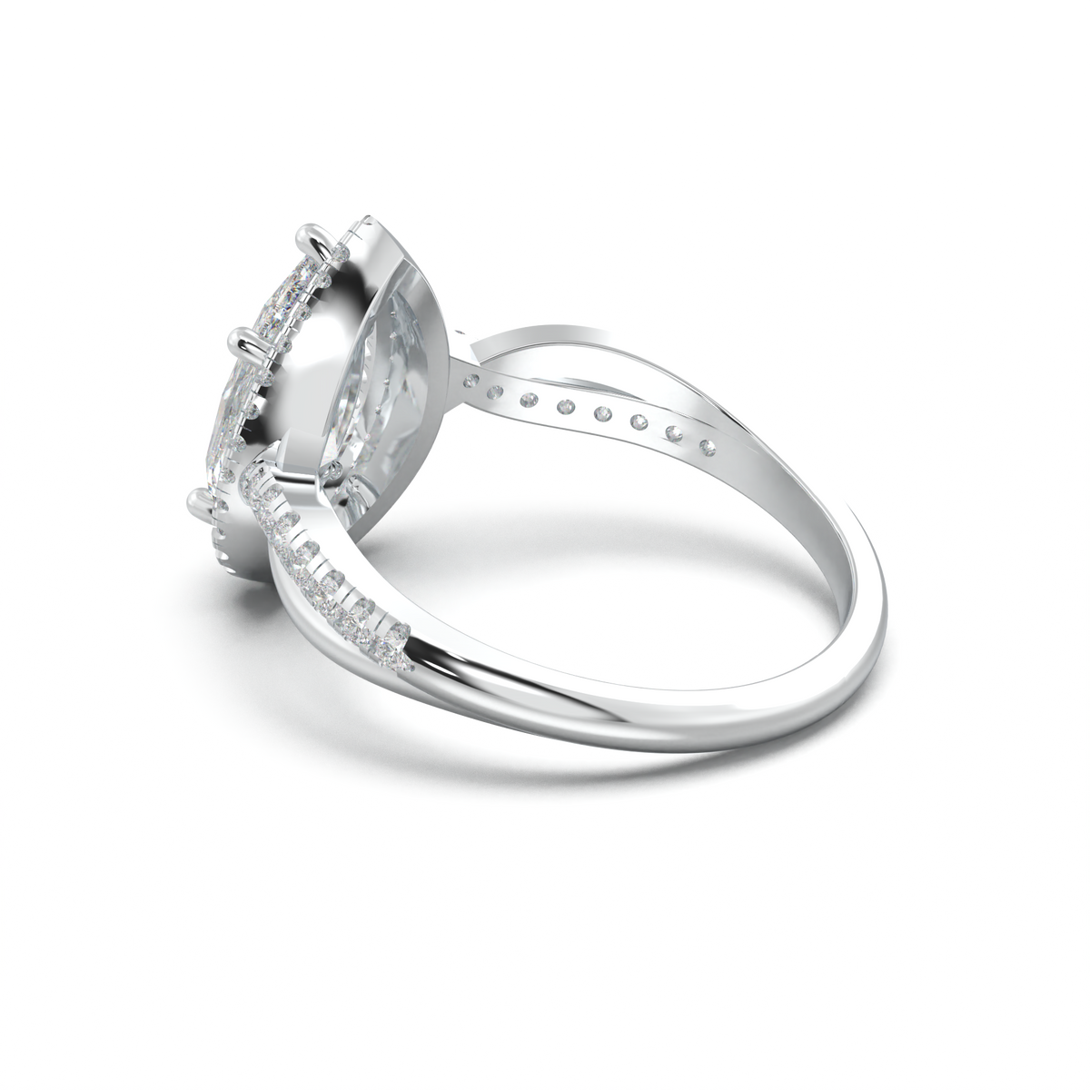 Pear Halo Twisted Pavé Engagement Ring
