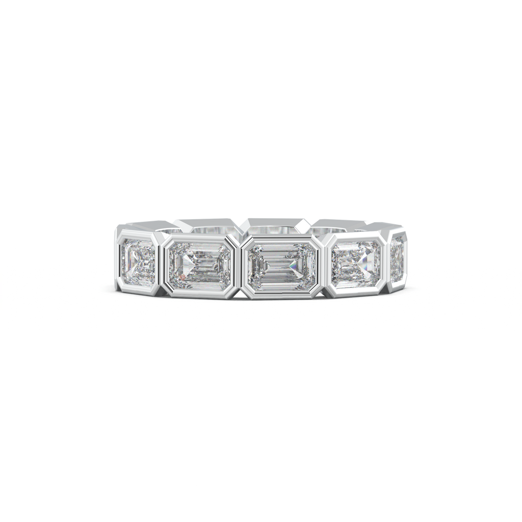 Emerald-Cut Bezel-Style Eternity Wedding Band