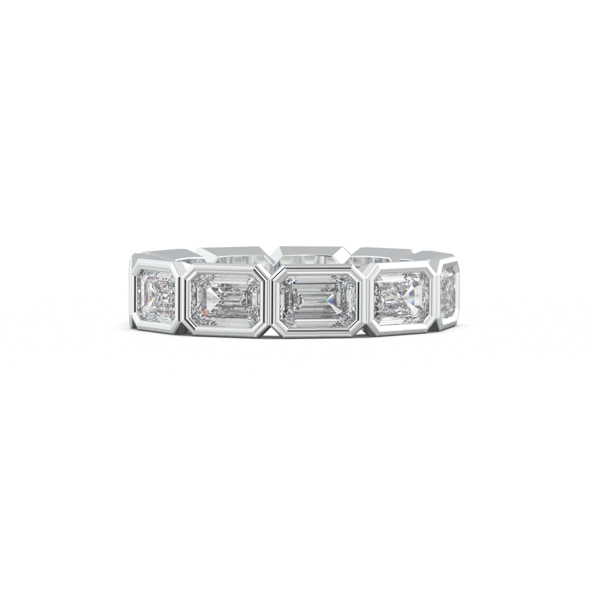 Emerald-Cut Bezel-Style Eternity Wedding Band