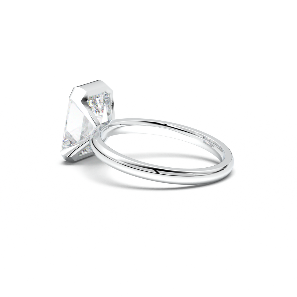 Emerald Cut Half-Bezel Engagement Ring