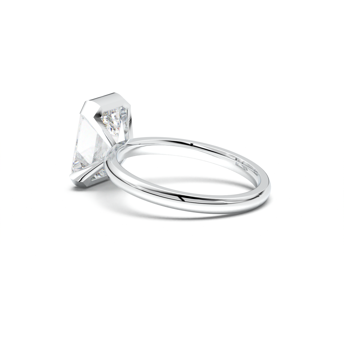 Emerald Cut Half-Bezel Engagement Ring