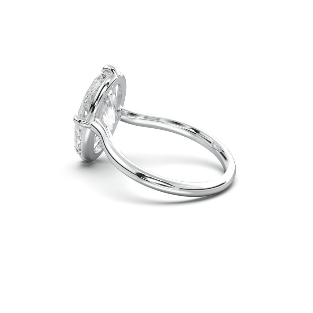 Elongated Moval Solitaire Engagement Ring