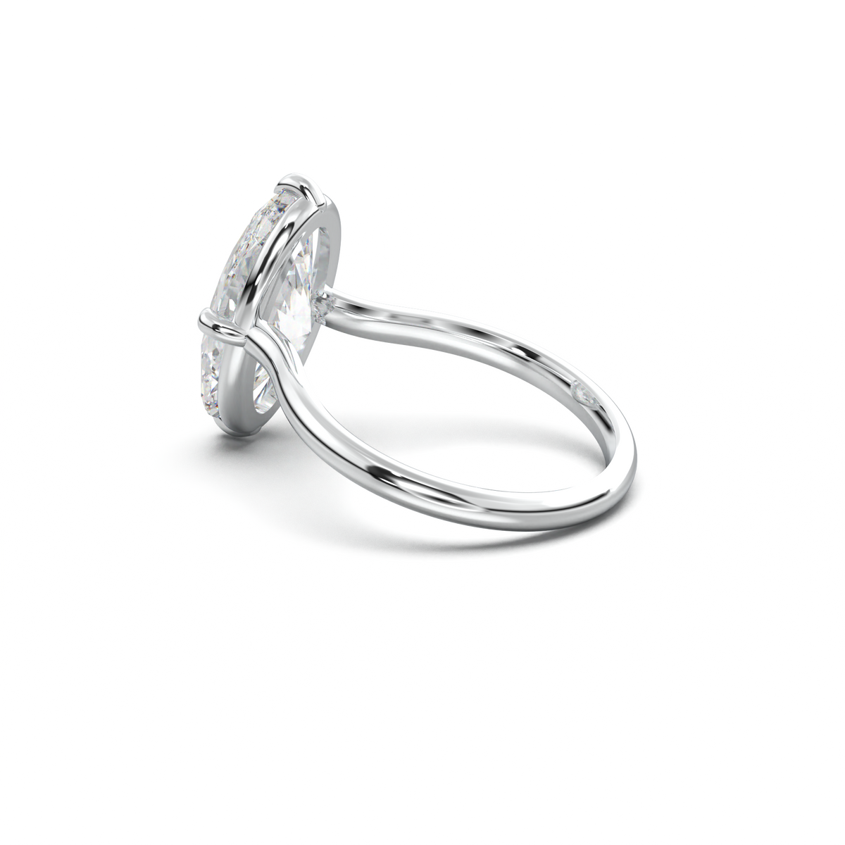 Elongated Moval Solitaire Engagement Ring