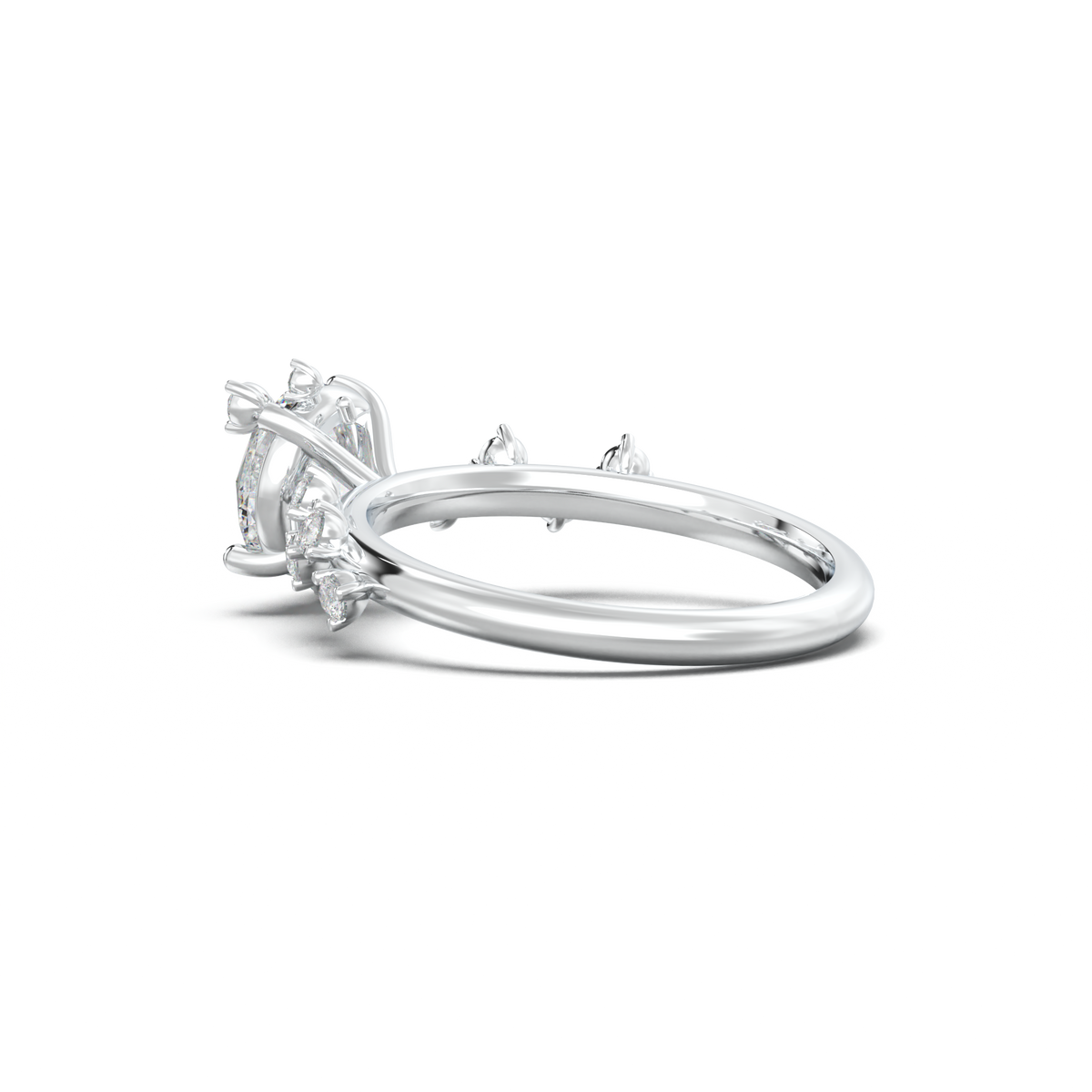 Round Botanical Accent Engagement Ring
