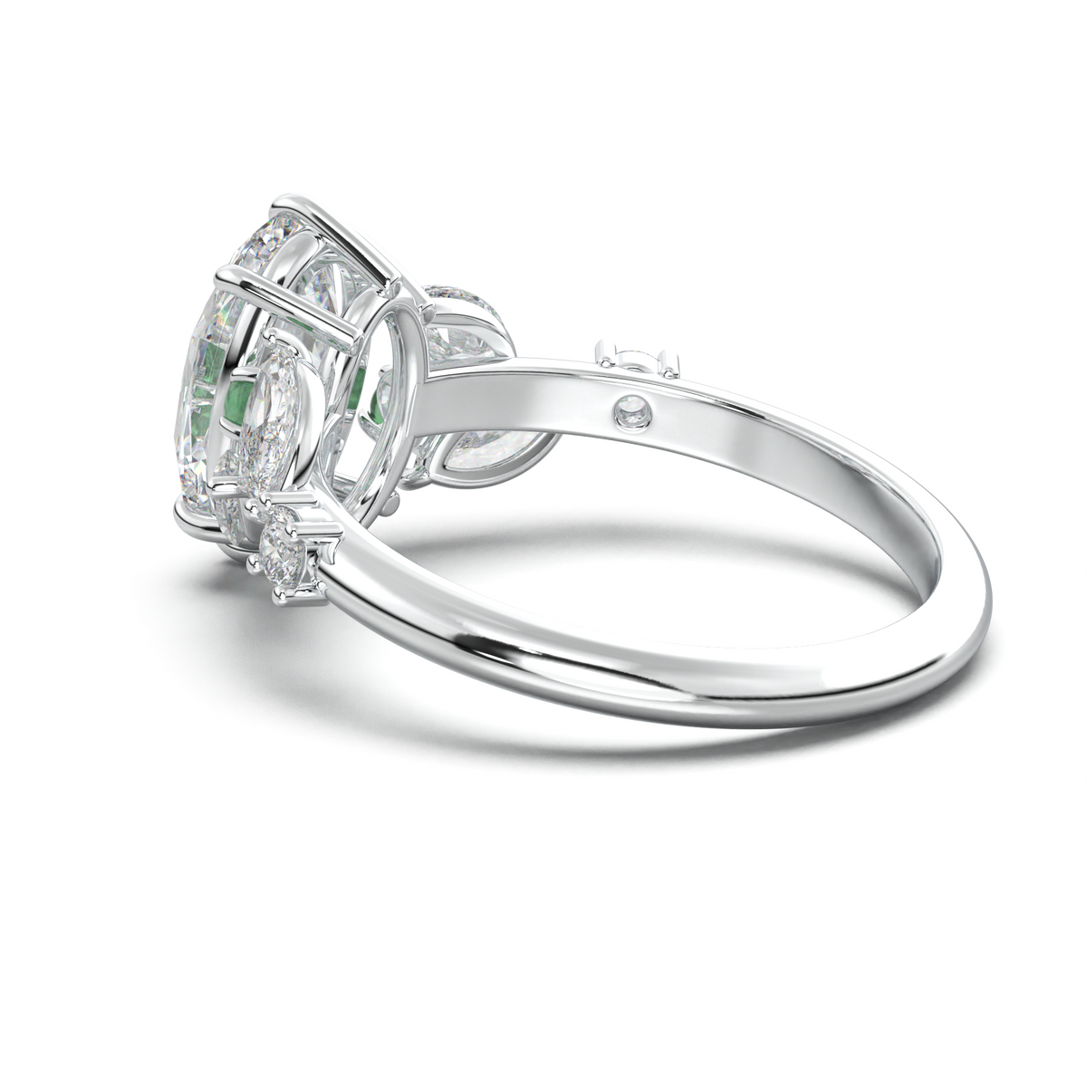 Oval Marquise-Accent Engagement Ring