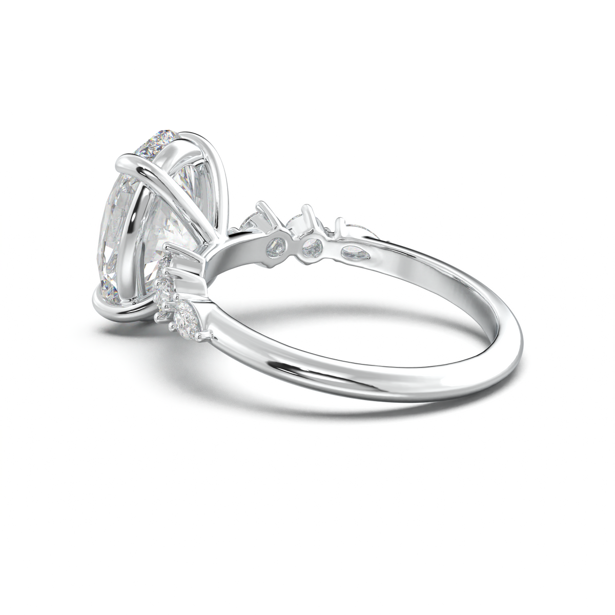 Oval Pear-Accent Engagement Ring