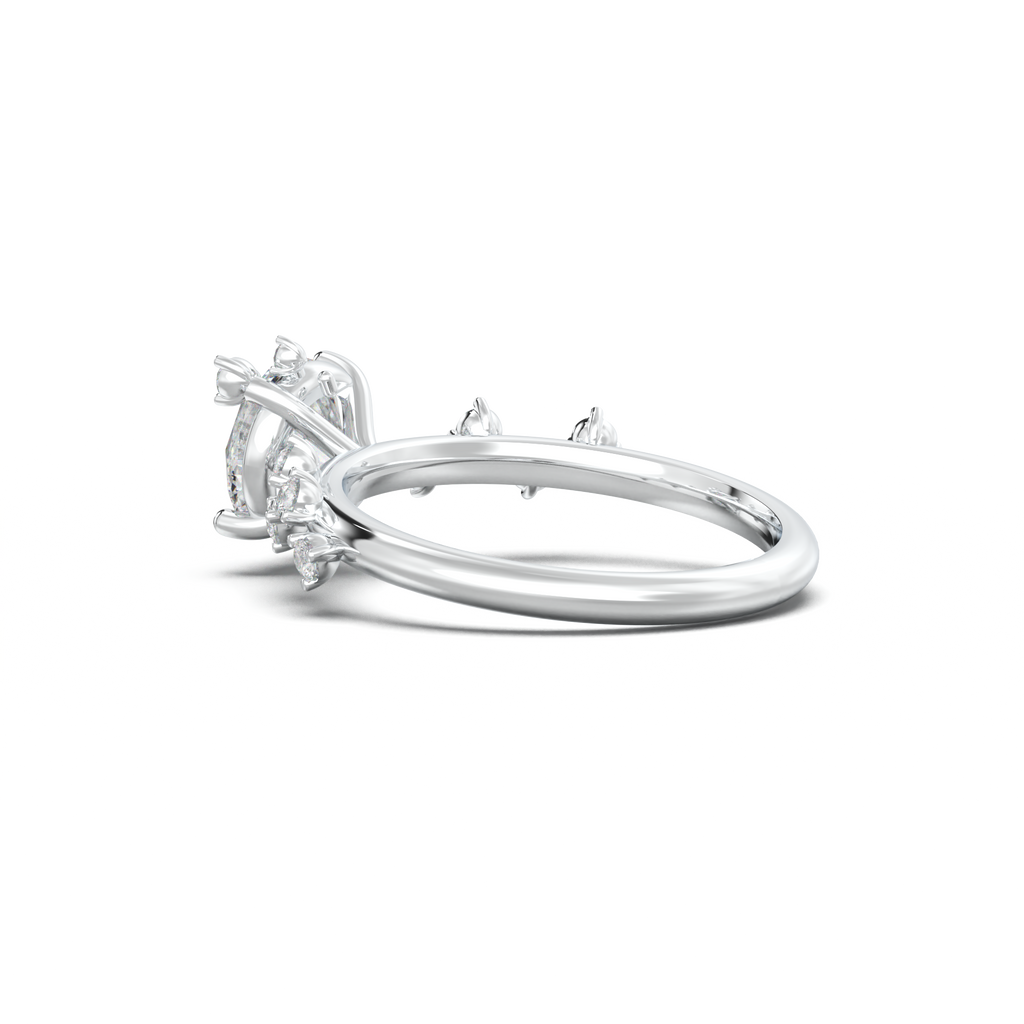 Round Botanical Accent Engagement Ring