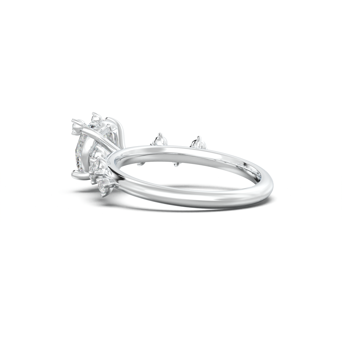 Round Botanical Accent Engagement Ring