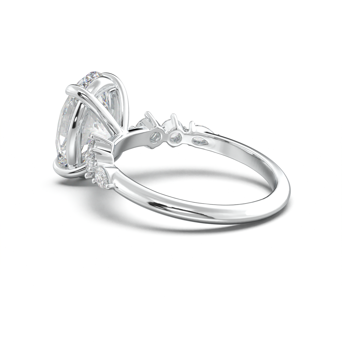 Oval Pear-Accent Engagement Ring
