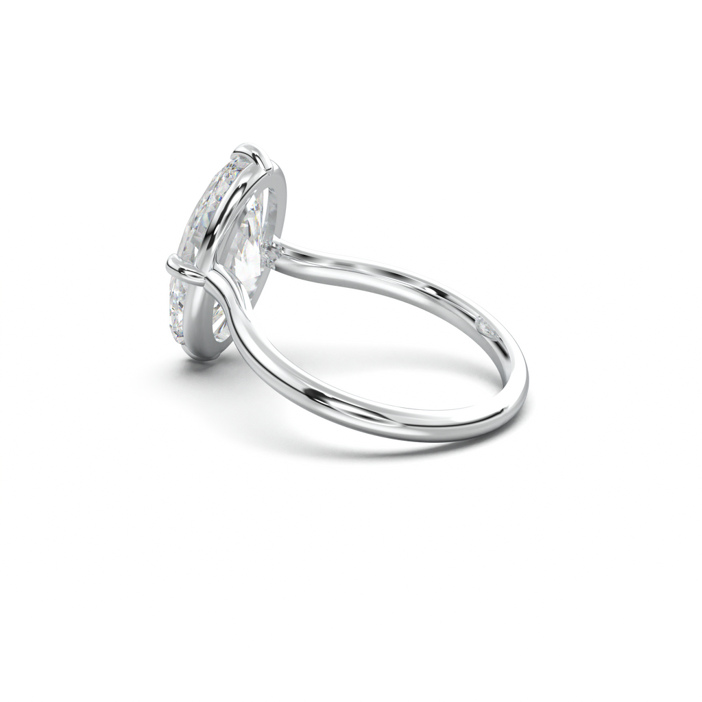 Elongated Moval Solitaire Engagement Ring