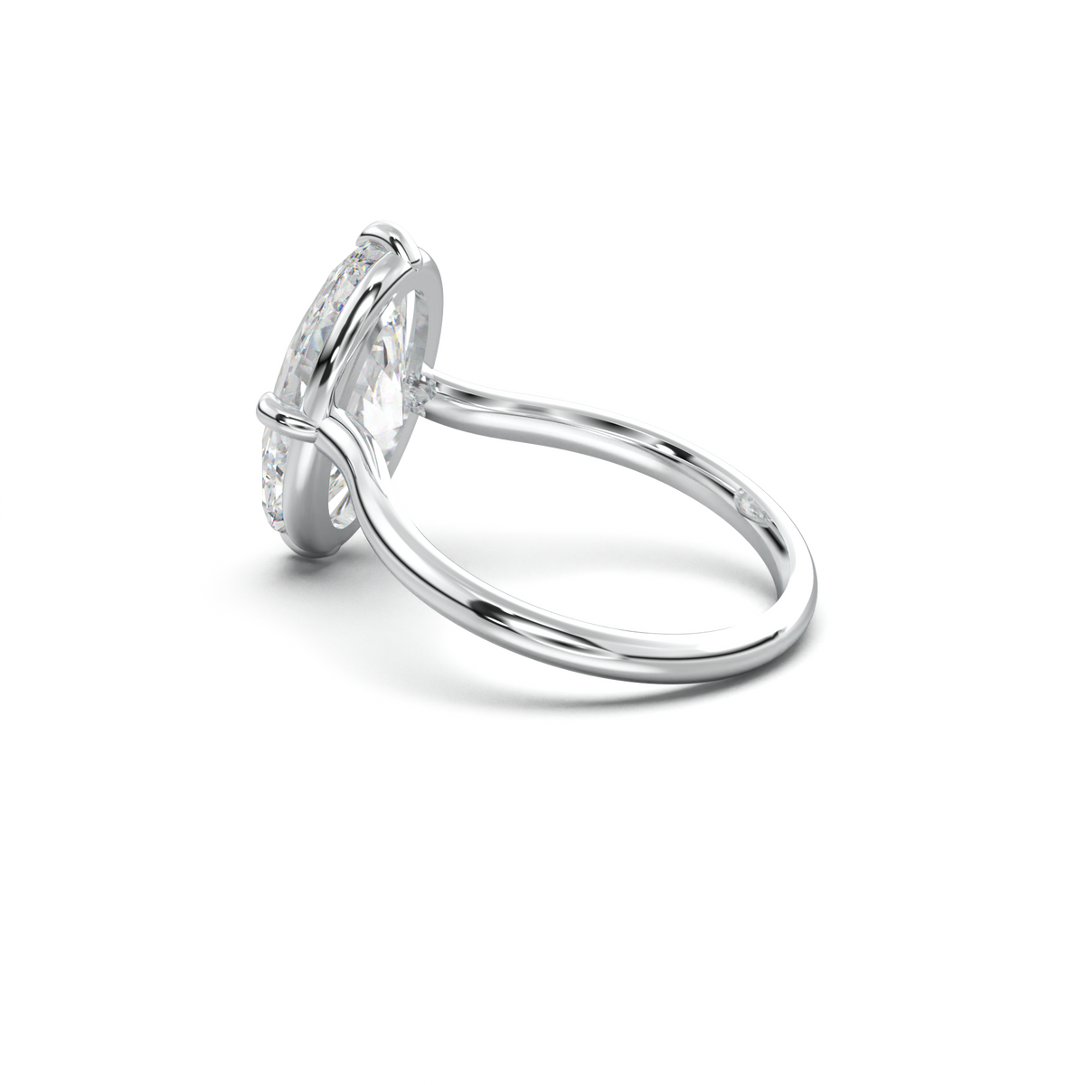 Elongated Moval Solitaire Engagement Ring