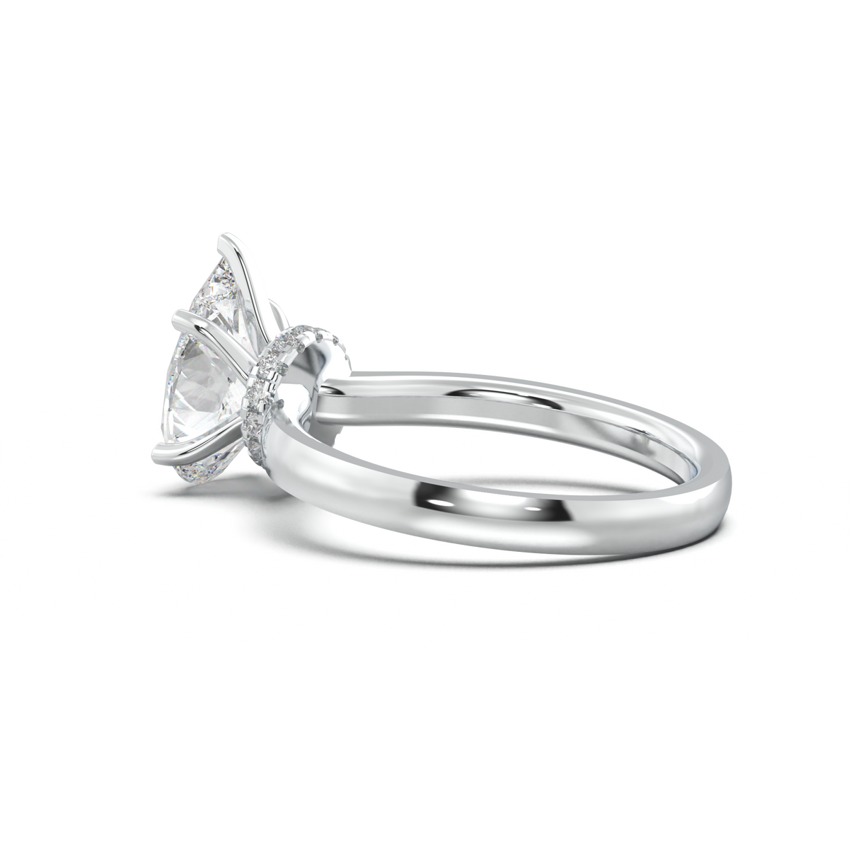 Pear Hidden Halo Engagement Ring