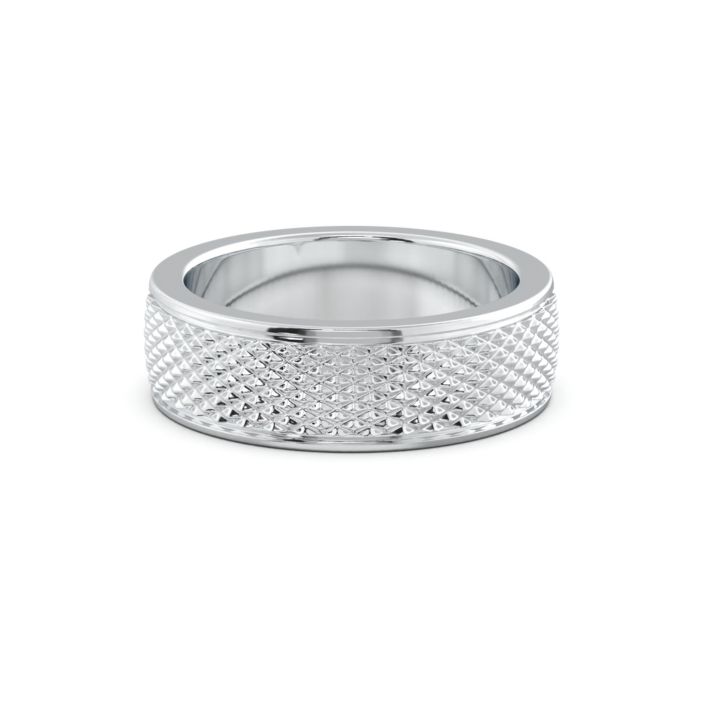 Diamond-Cut Textured Men's Wedding Band