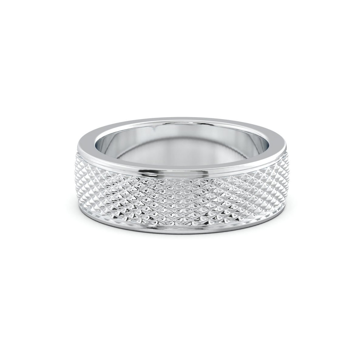 Diamond-Cut Textured Men's Wedding Band