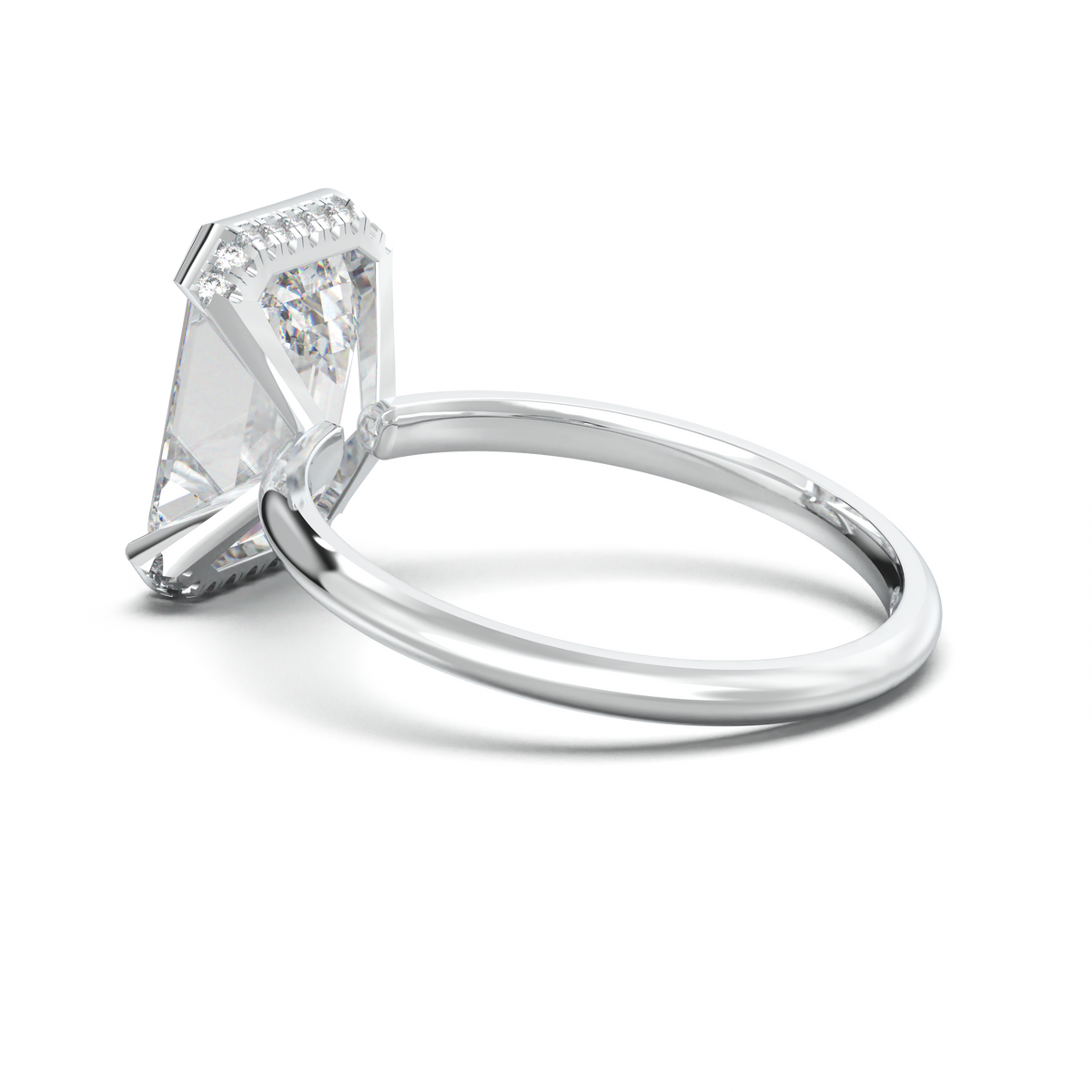 Emerald Hidden Halo Engagement Ring