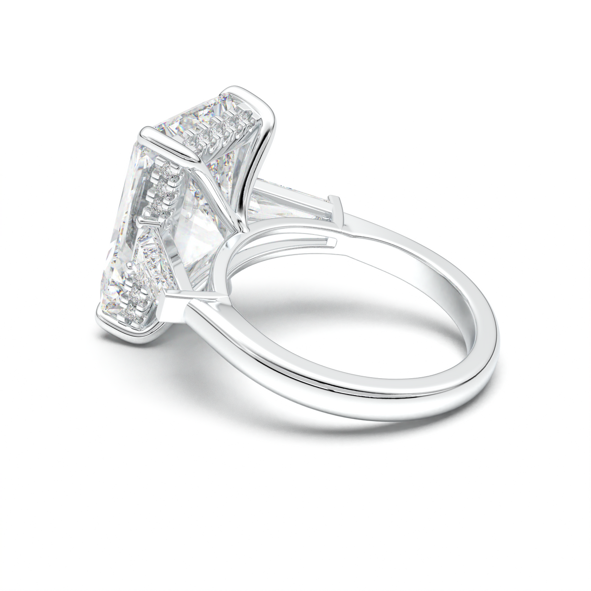 Radiant Baguette Hidden Halo Engagement Ring