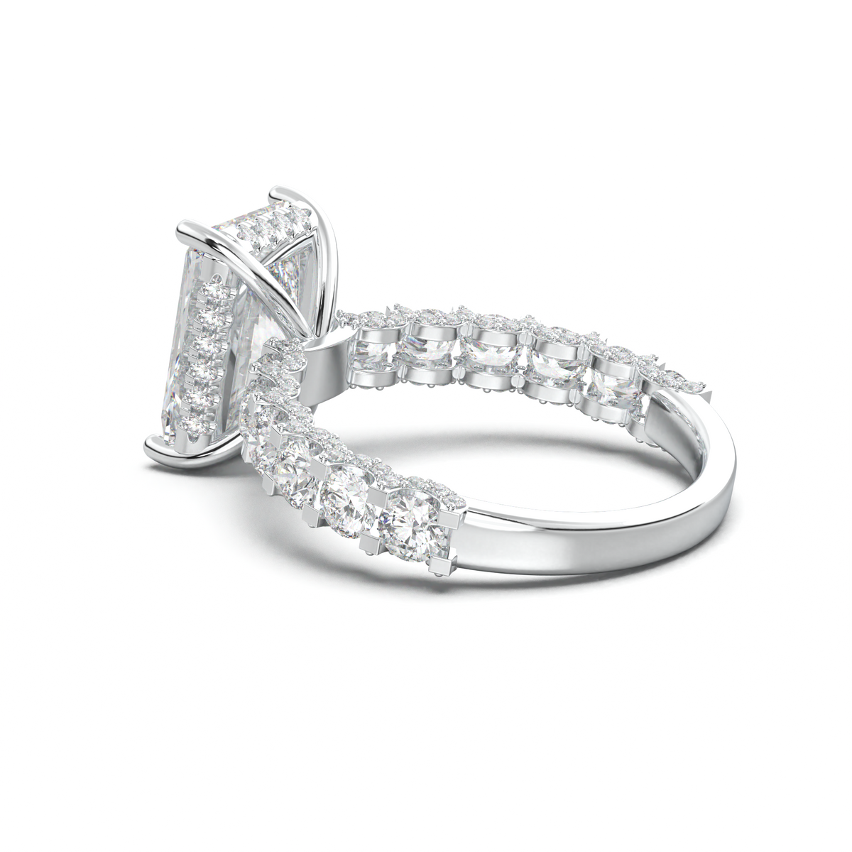 Radiant Diamond Band Engagement Ring