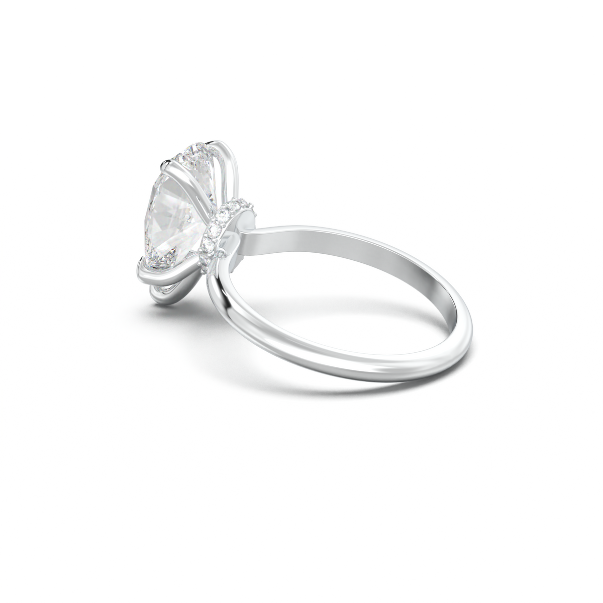 Pear Hidden Halo Engagement Ring