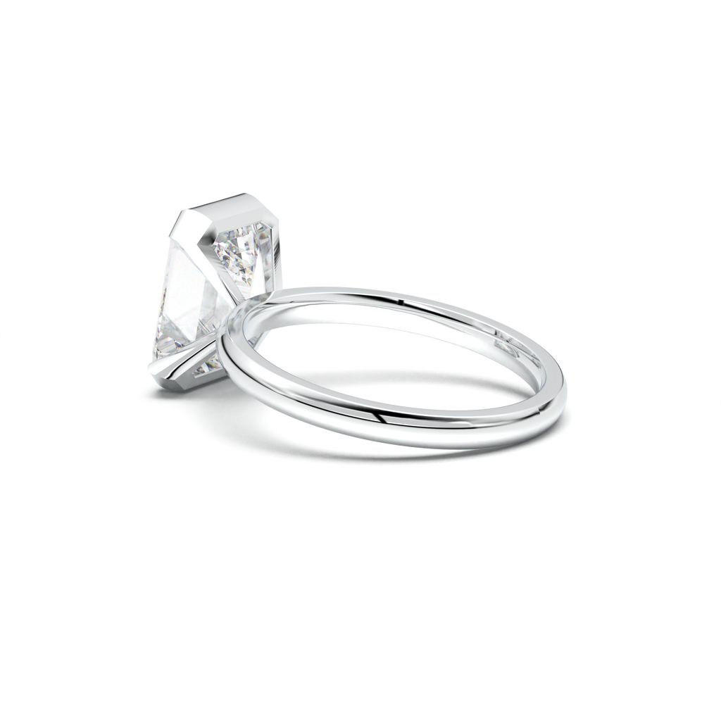 Emerald Cut Half-Bezel Engagement Ring