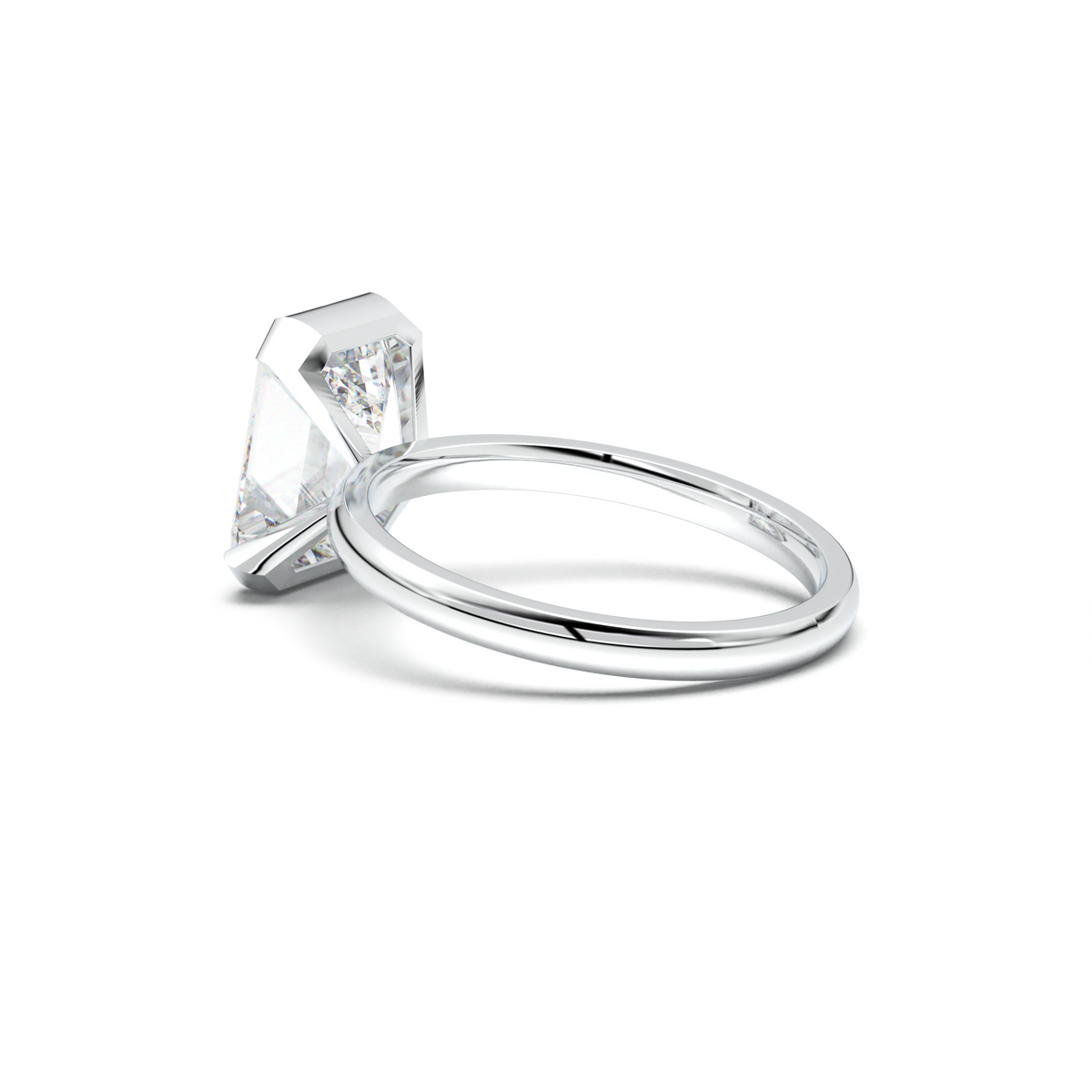 Emerald Cut Half-Bezel Engagement Ring