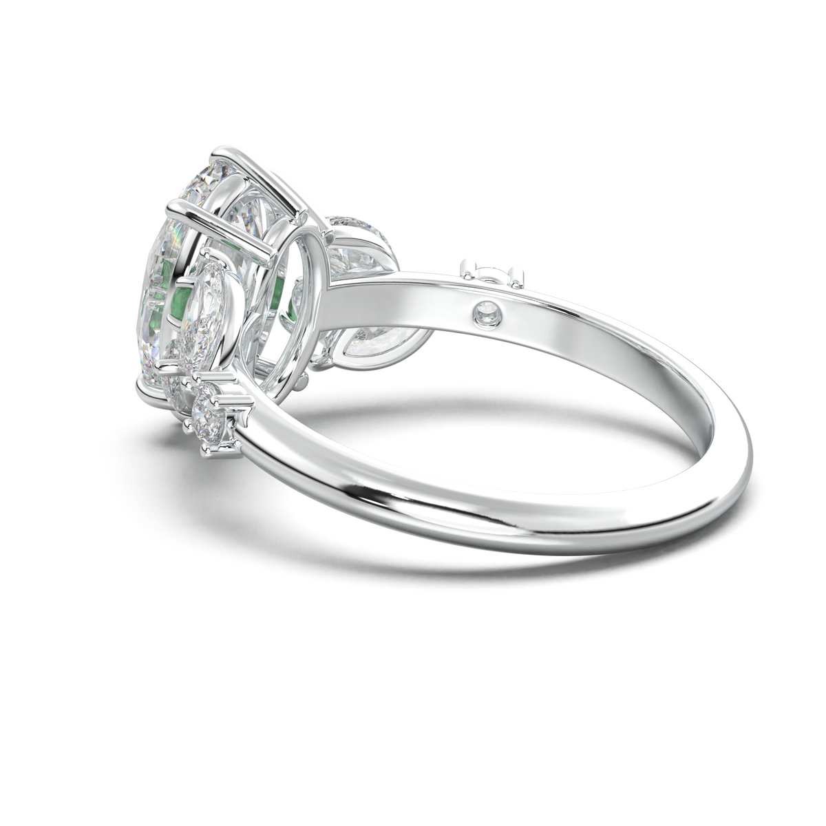 Oval Marquise-Accent Engagement Ring