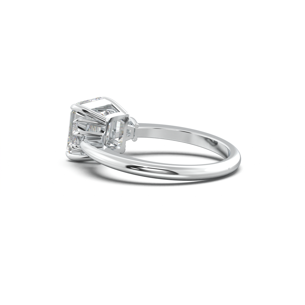 Asscher Baguette Three-Stone Engagement Ring