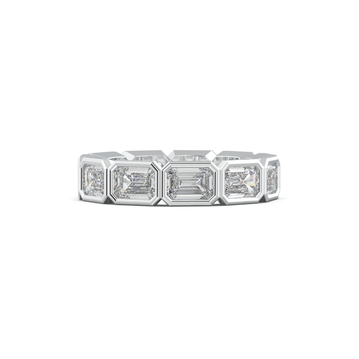 Emerald-Cut Bezel-Style Eternity Wedding Band