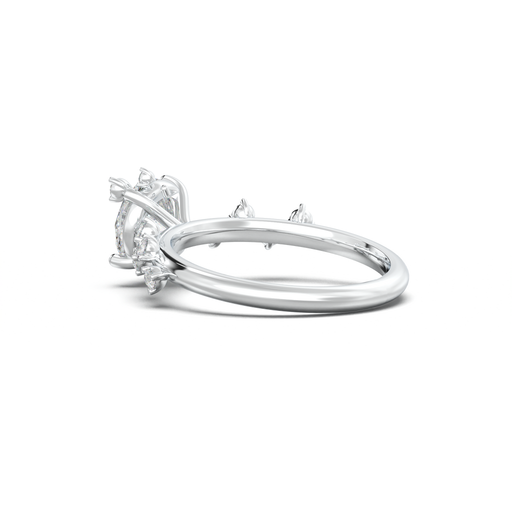Round Botanical Accent Engagement Ring