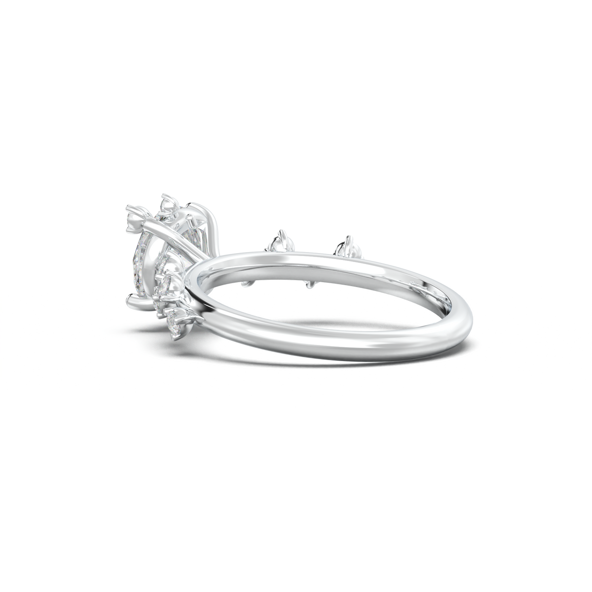 Round Botanical Accent Engagement Ring