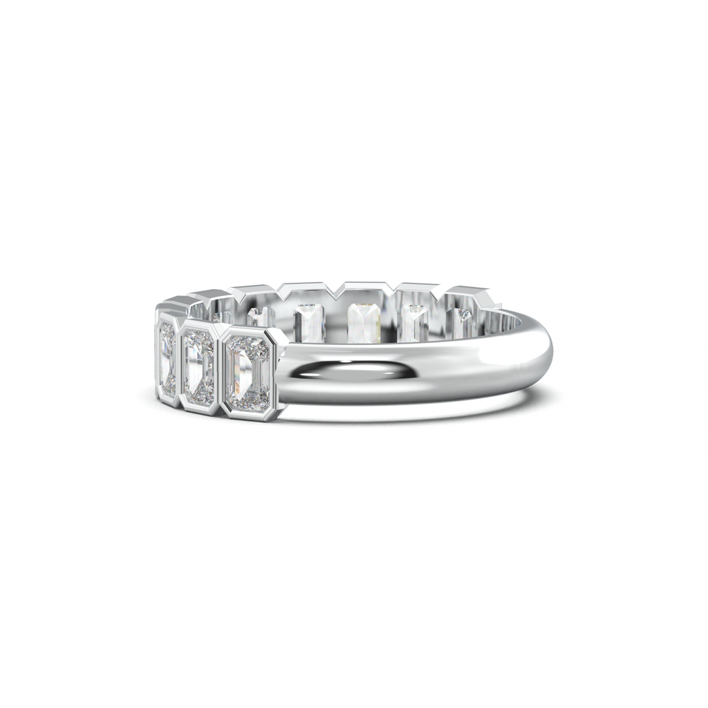 Emerald Bezel Half-Eternity Wedding Band