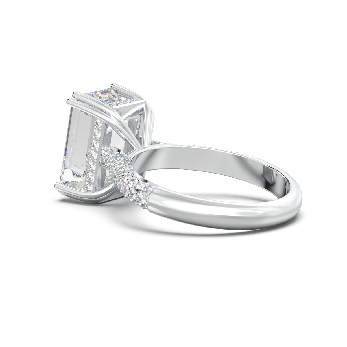 Emerald Double Pavé Engagement Ring