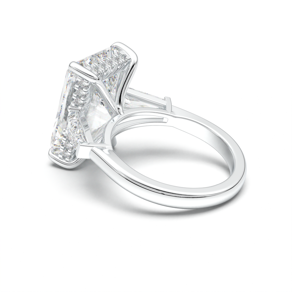 Radiant Baguette Hidden Halo Engagement Ring
