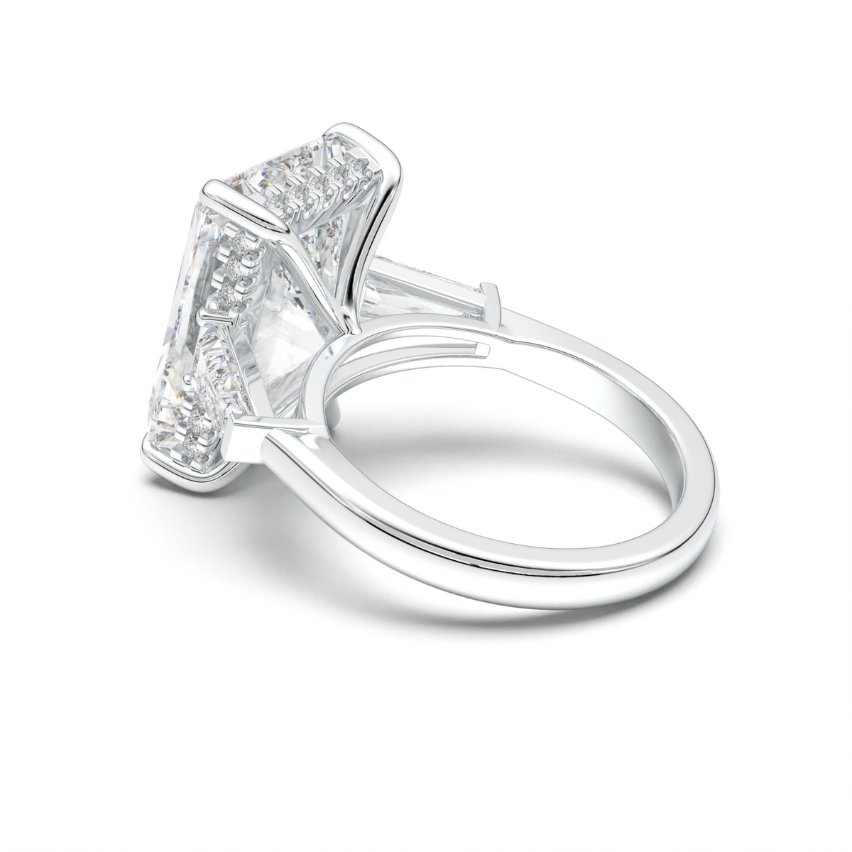 Radiant Baguette Hidden Halo Engagement Ring