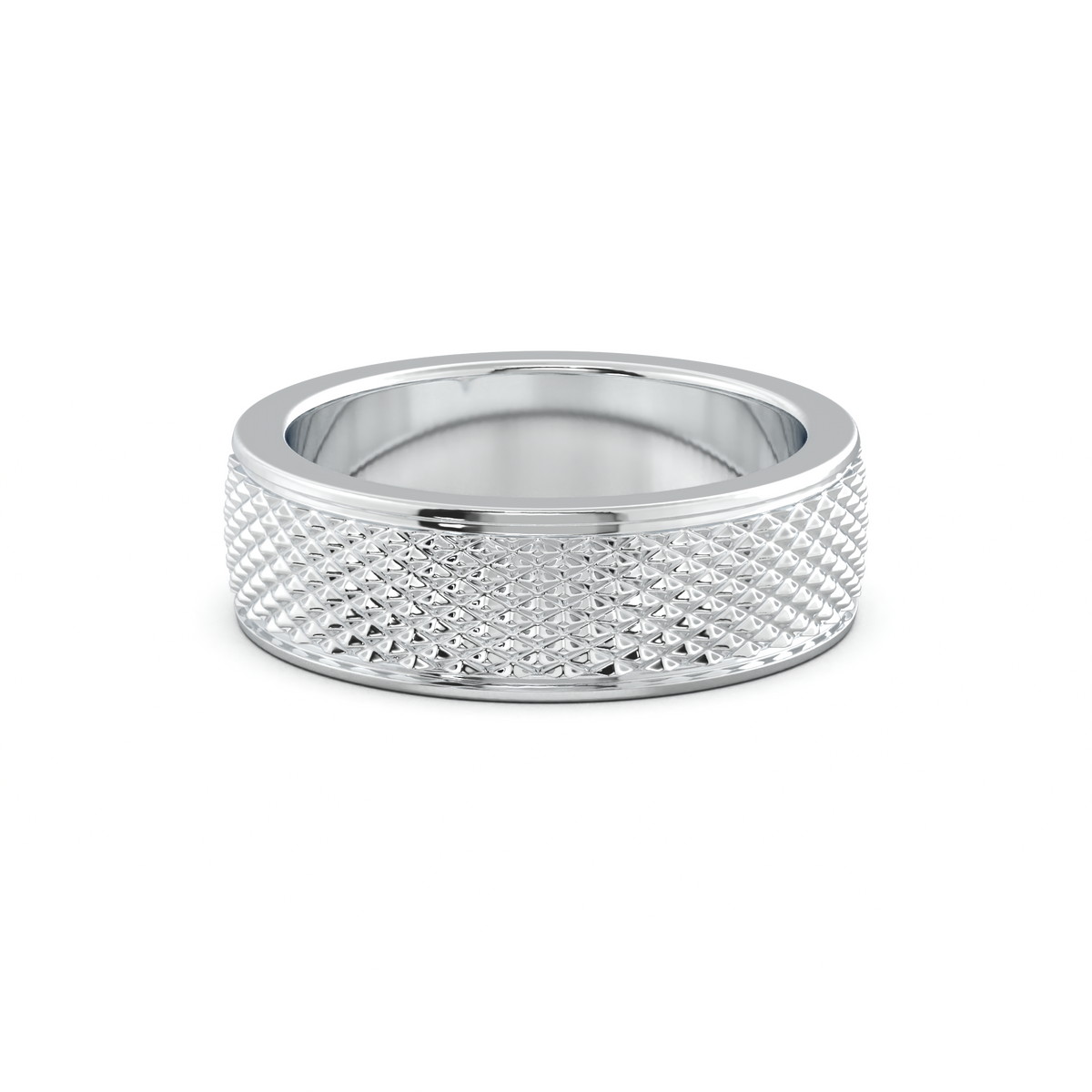 Diamond-Cut Textured Men's Wedding Band