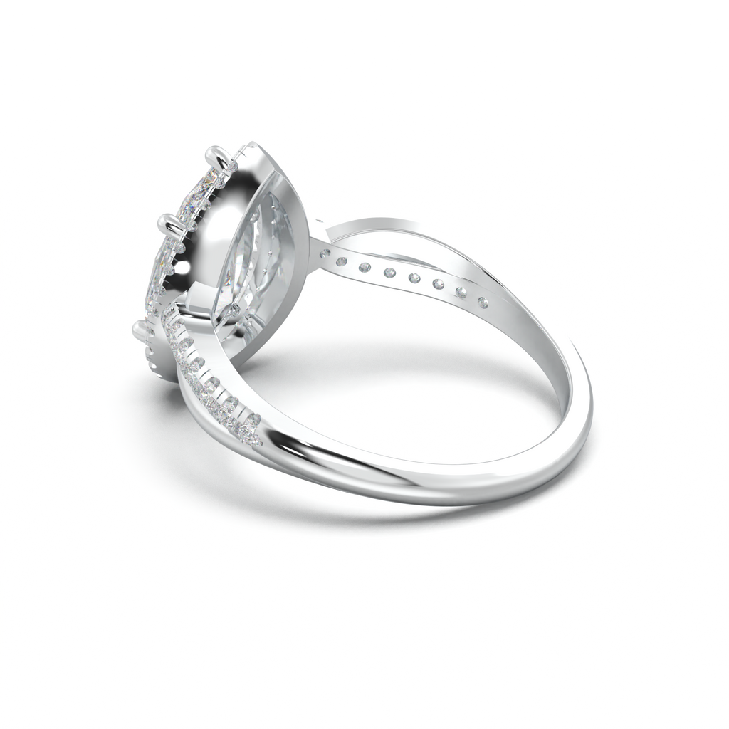 Pear Halo Twisted Pavé Engagement Ring