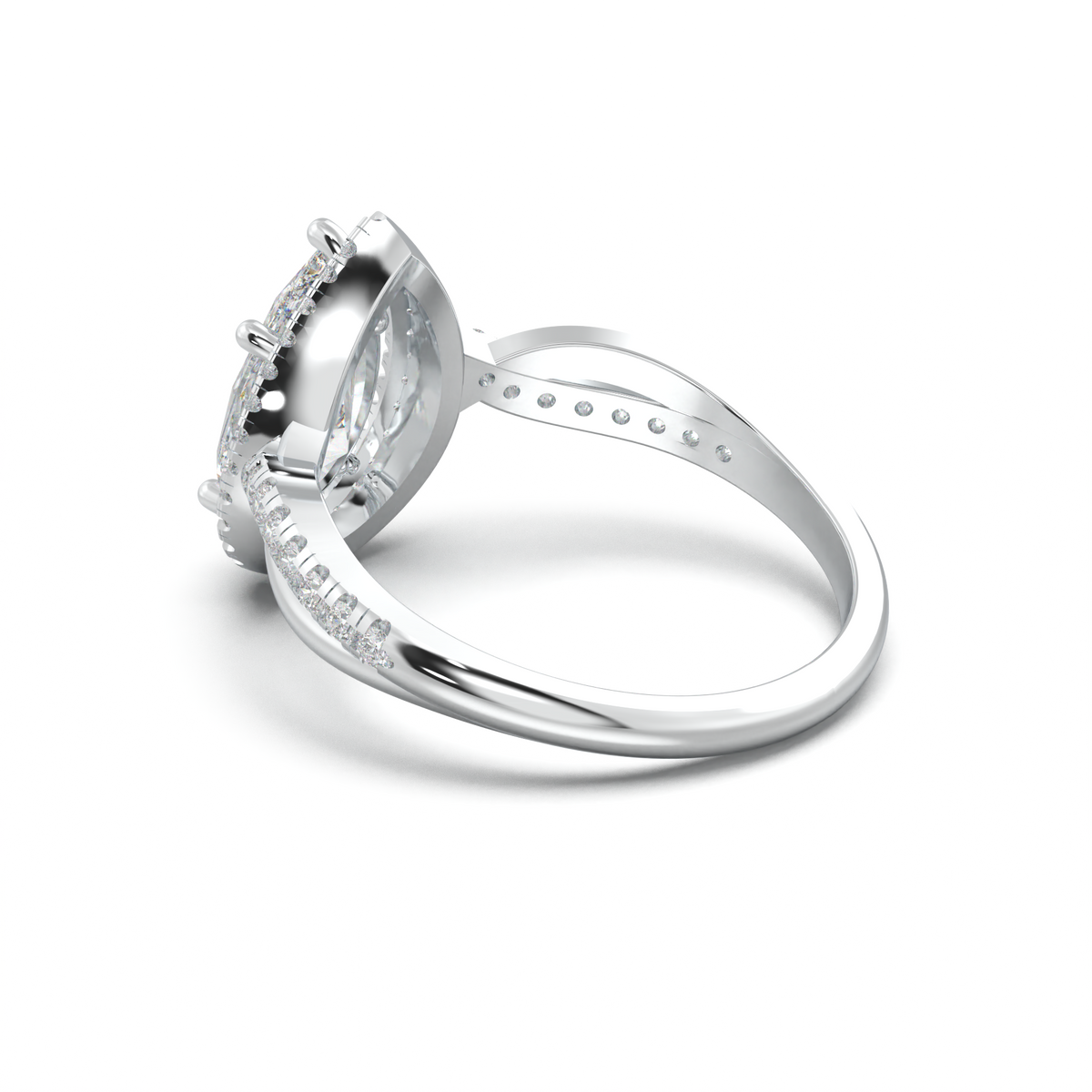 Pear Halo Twisted Pavé Engagement Ring