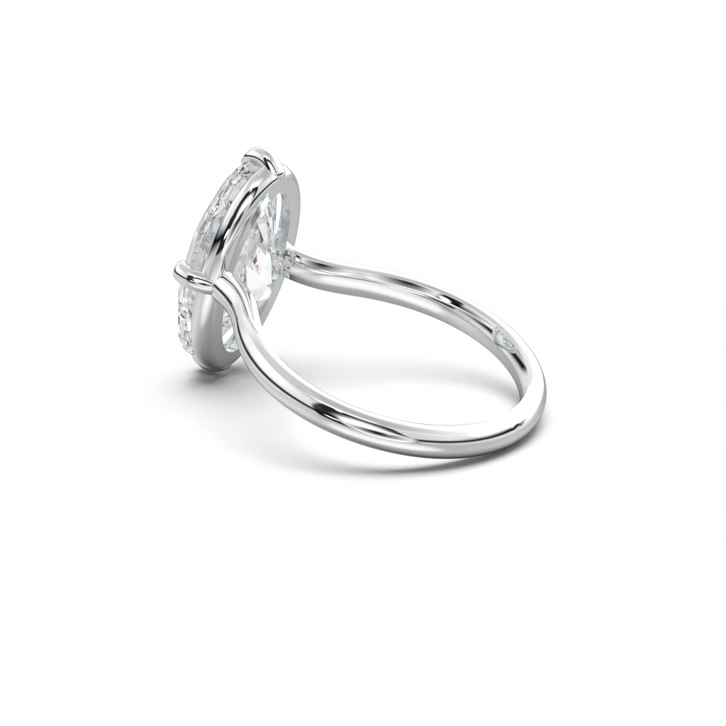 Elongated Moval Solitaire Engagement Ring