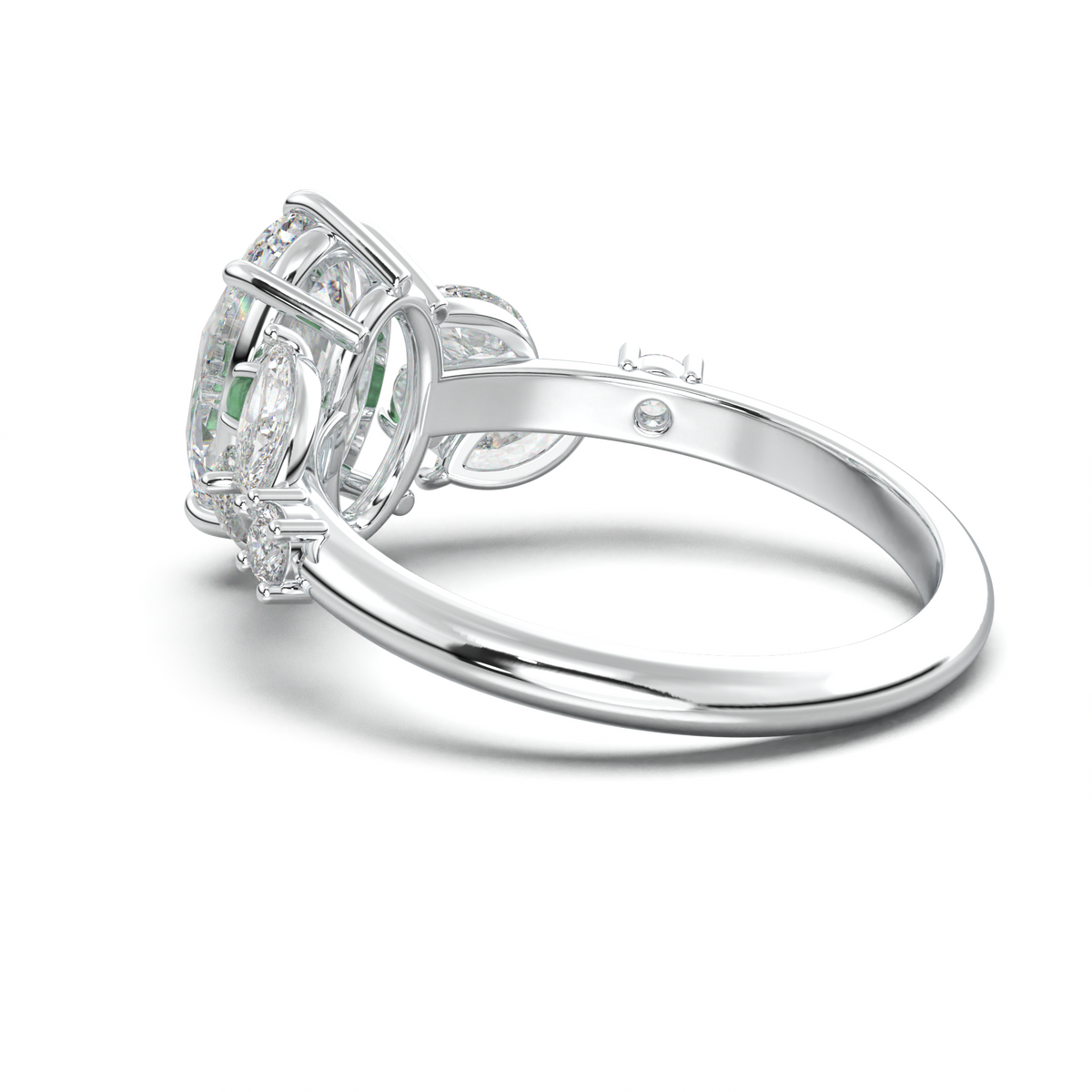 Oval Marquise-Accent Engagement Ring