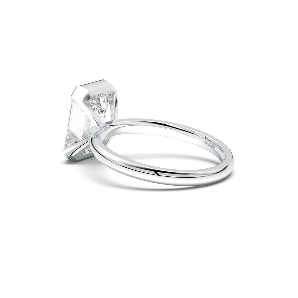 Emerald Cut Half-Bezel Engagement Ring